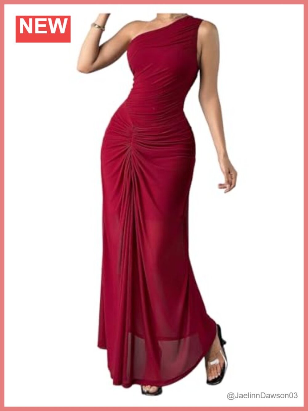 One Shoulder Mesh Bodycon Maxi Dress Ruched Sleeveless Party Night Out